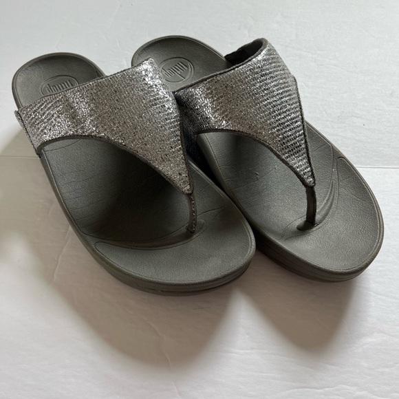 Fitflop Lulu Glitz Sandal Silver Sparkle Size 9 - Picture 1 of 9